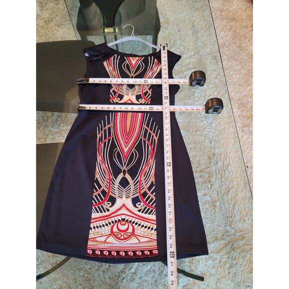 Sandra Darren Dress Womens 12 Navy Red Geometric Sheath Career Party Lined - Picture 12 of 12